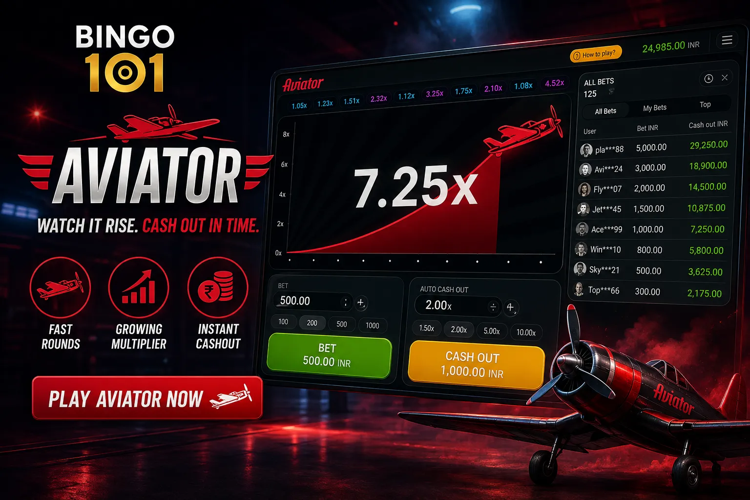 Aviator at Bingo 101